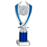 SILVER/BLUE 'DIAMOND' HOLDER ASSEMBLED ON MARBLE (2" CEN/2" TUBE) - 8.75in